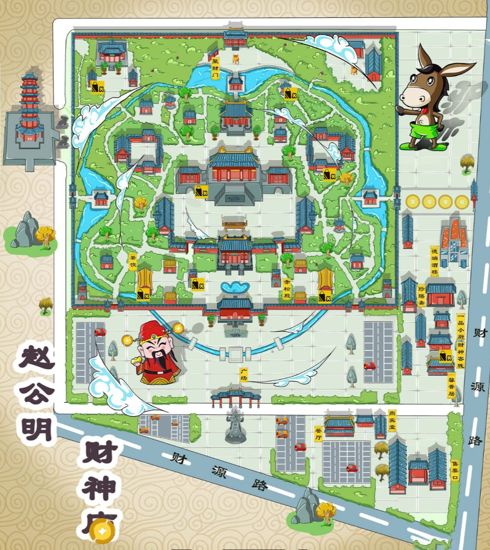 荆州寺庙类手绘地图